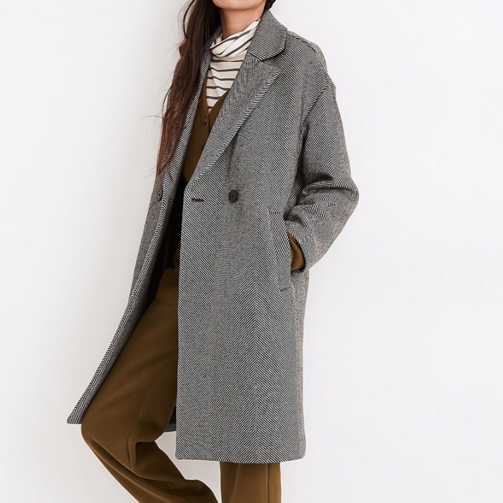 Madewell Averdon Coat Herringbone Wool/Cashmere blend